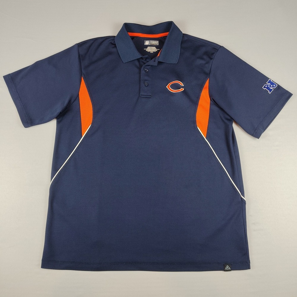 Chicago Bears Polo Shirt Mens Large Blue NFL Football Team Apparel Golf Short Sl